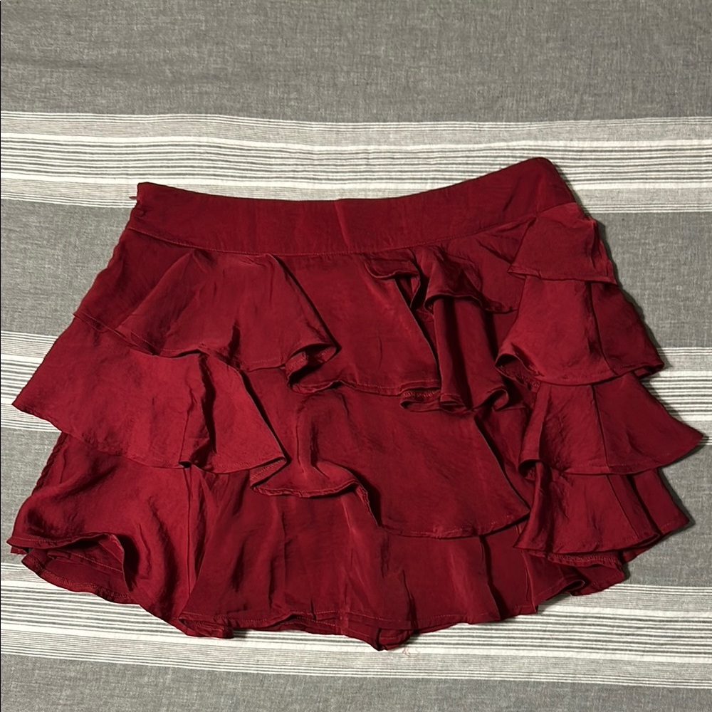 Glam Red Ruffled Mini Skirt for Cocktail Nights